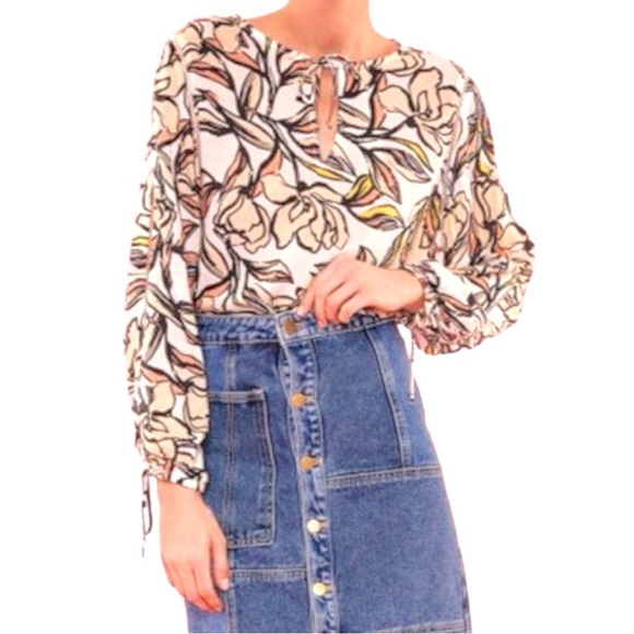 SUNCOO Paris Anthropologie Louise Floral Blouse Popover Top Size T3 Large - Picture 2 of 11